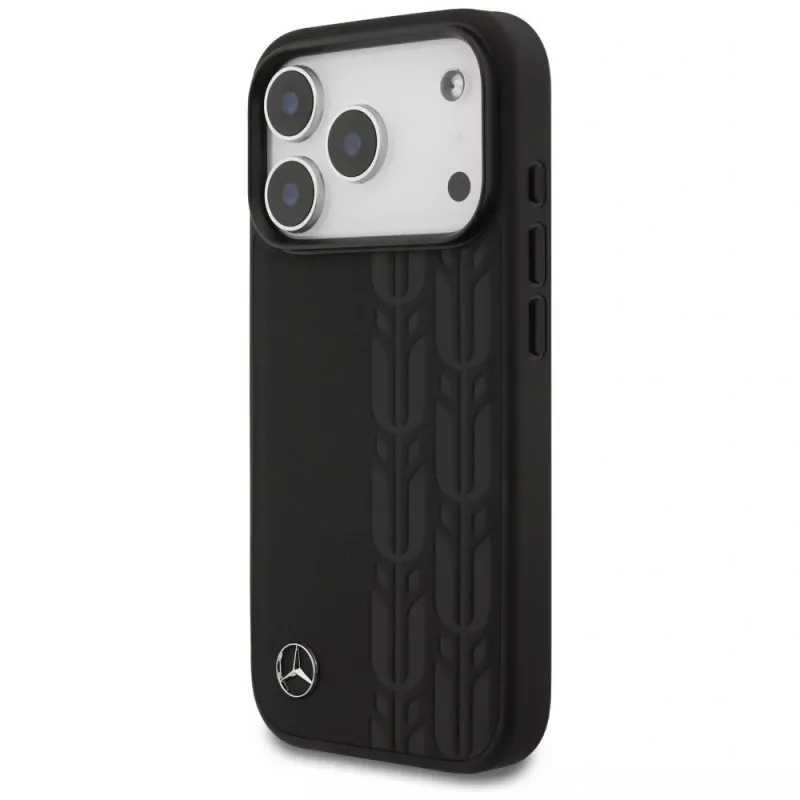 Capa MagSafe Mercedes Leather Laurel Leaves para iPhone 17 Pro, preta