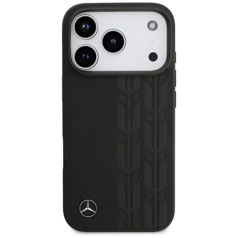 Capa MagSafe Mercedes Leather Laurel Leaves para iPhone 17 Pro, preta