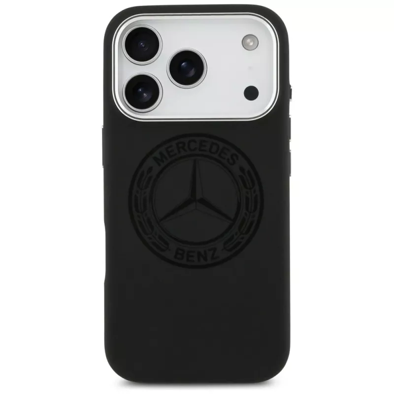Capa MagSafe Mercedes em silicone Vintage Logo para iPhone 17 Pro, preta