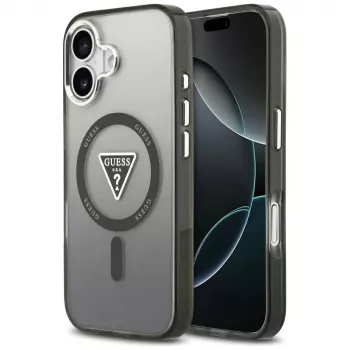 Capa MagSafe Guess IML Gradient Triangle Logo para iPhone 17, preta