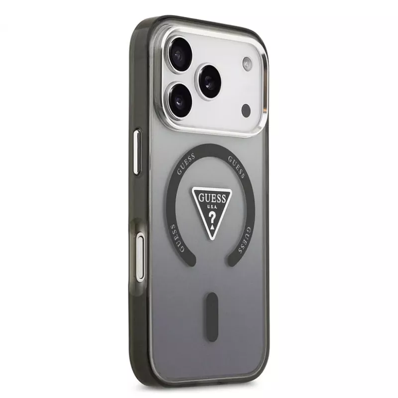 Capa MagSafe Guess IML Gradient Triangle Logo para iPhone 17 Pro, preta