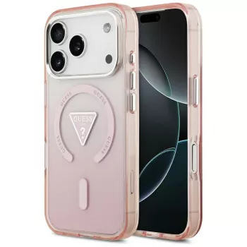 Capa MagSafe Guess IML Gradient Triangle Logo para Apple iPhone 17 Pro, rosa