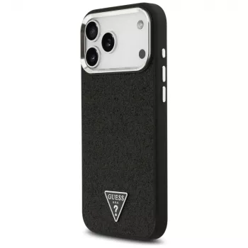 Capa MagSafe Guess Glitter Triangle Logo para iPhone 17 Pro Max, preta