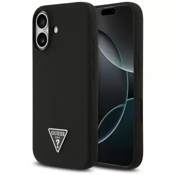 Capa MagSafe Guess em silicone Triangle Logo para iPhone 17, preta