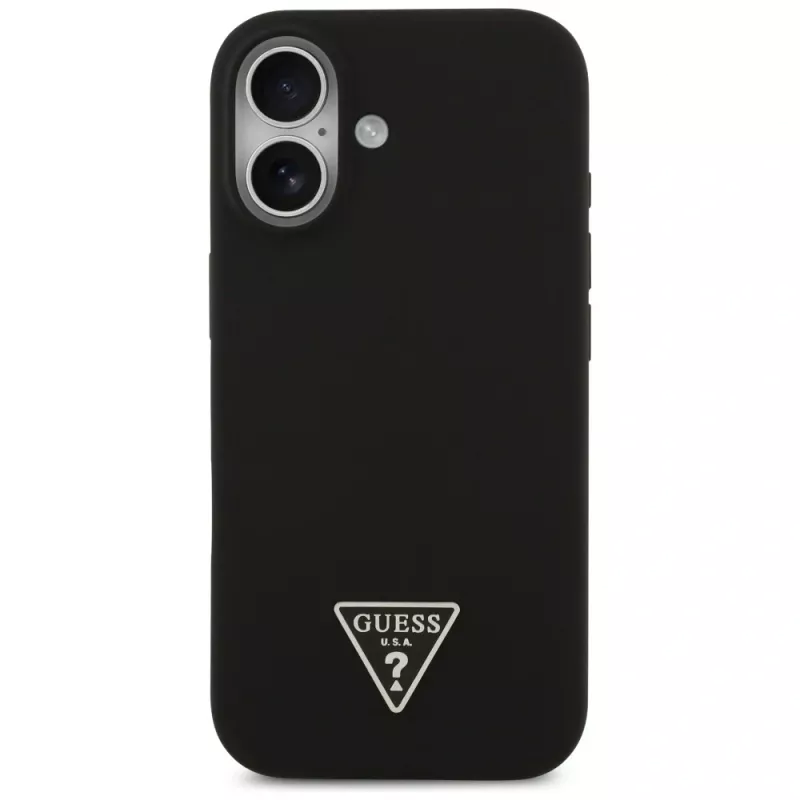 Capa MagSafe Guess em silicone Triangle Logo para iPhone 17, preta