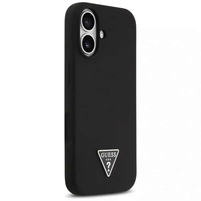 Capa MagSafe Guess em silicone Triangle Logo para iPhone 17, preta