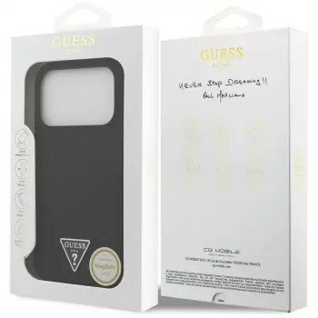 Capa MagSafe Guess em silicone Triangle Logo para iPhone 17 Pro Max (preta)