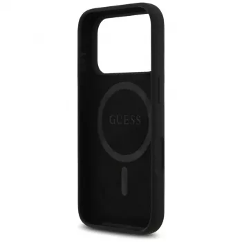 Capa MagSafe Guess em silicone Triangle Logo para iPhone 17 Pro Max (preta)