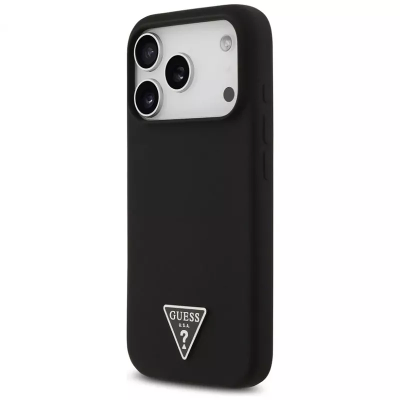Capa MagSafe Guess em silicone Triangle Logo para iPhone 17 Pro Max (preta)