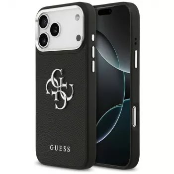Capa Guess Grained Big 4G Classic Logo para iPhone 17 Pro Max - Preto