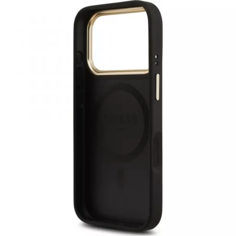 Capa traseira Guess 4G PU Classic Logo MagSafe para Apple iPhone 17 Pro, Preto
