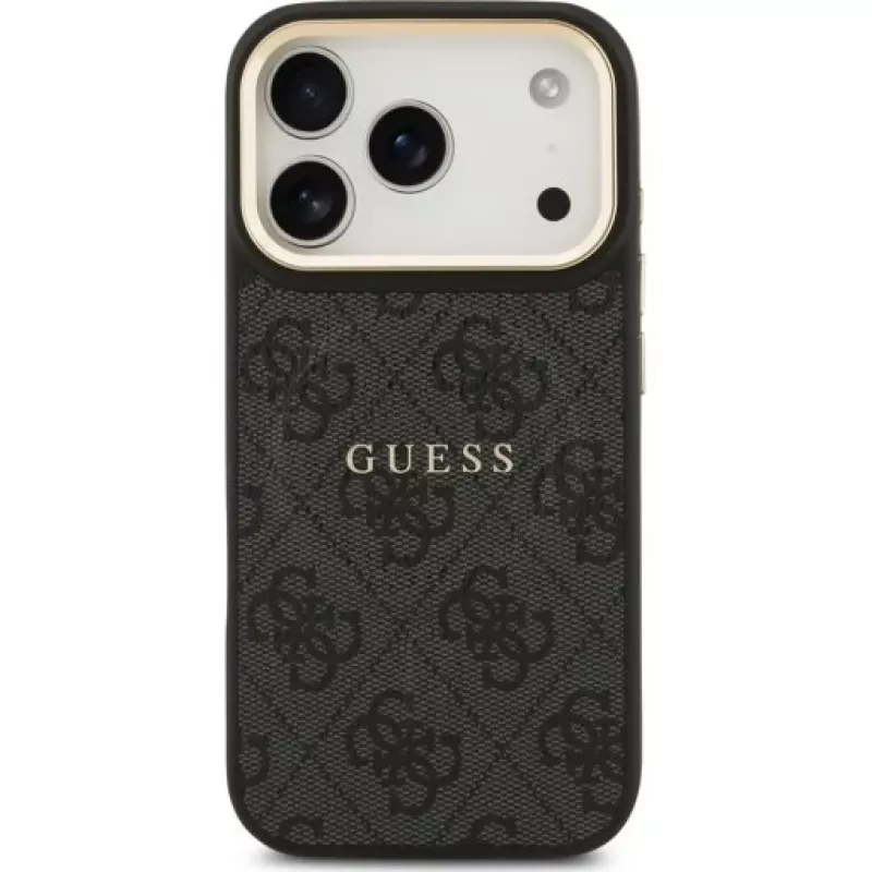 Capa traseira Guess 4G PU Classic Logo MagSafe para Apple iPhone 17 Pro, Preto
