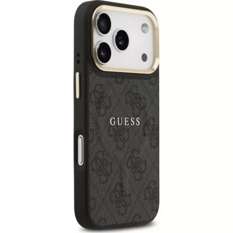 Capa traseira Guess 4G PU Classic Logo MagSafe para Apple iPhone 17 Pro, Preto