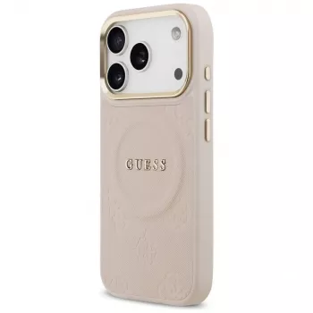 Capa Guess Peony Hot Stamp MagSafe para iPhone 17 Pro, Rosa