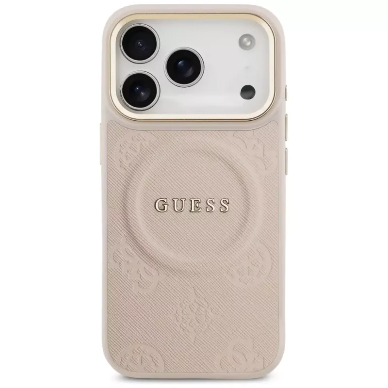 Capa Guess Peony Hot Stamp MagSafe para iPhone 17 Pro, Rosa