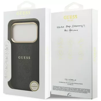 Capa Guess 4G Stripe MagSafe para iPhone 17 Pro Max, Preto