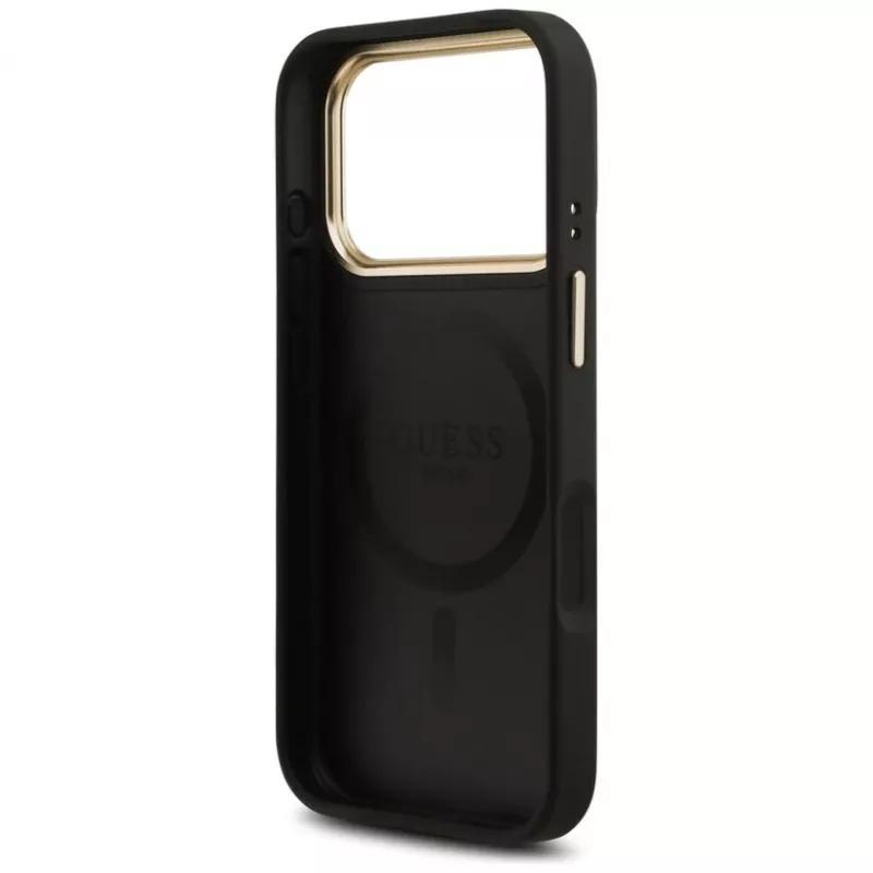 Capa Guess 4G Stripe MagSafe para iPhone 17 Pro Max, Preto