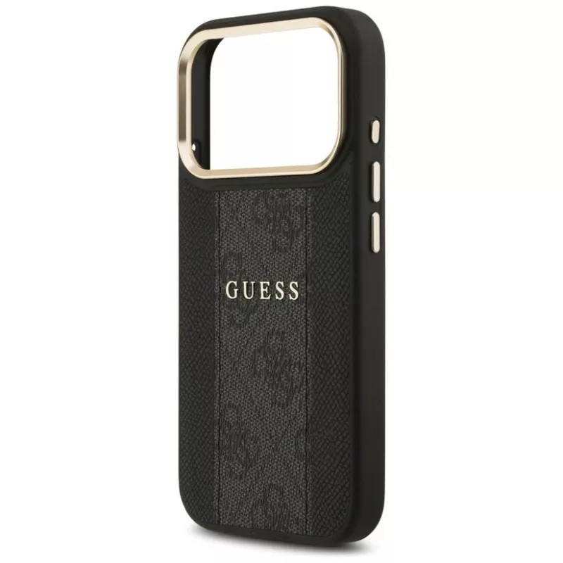 Capa Guess 4G Stripe MagSafe para iPhone 17 Pro Max, Preto