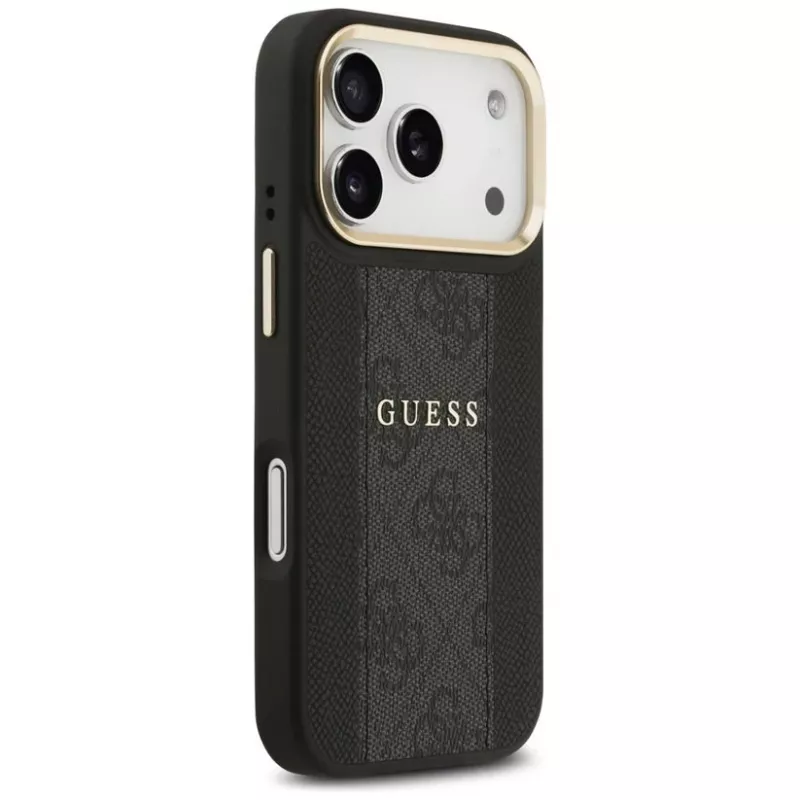 Capa Guess 4G Stripe MagSafe para iPhone 17 Pro Max, Preto
