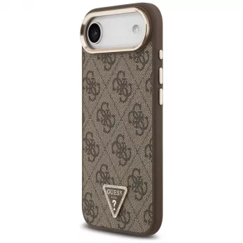 Capa Guess 4G Triangle Logo MagSafe para iPhone Air, Castanho / Dourado