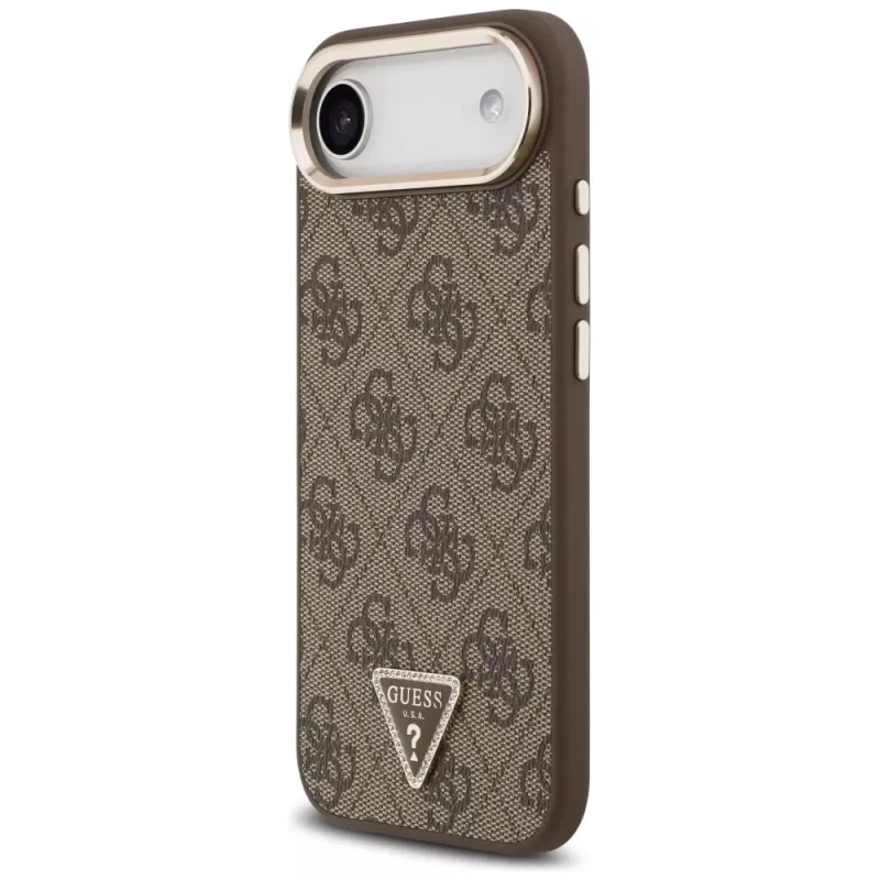Capa Guess 4G Triangle Logo MagSafe para iPhone Air, Castanho / Dourado