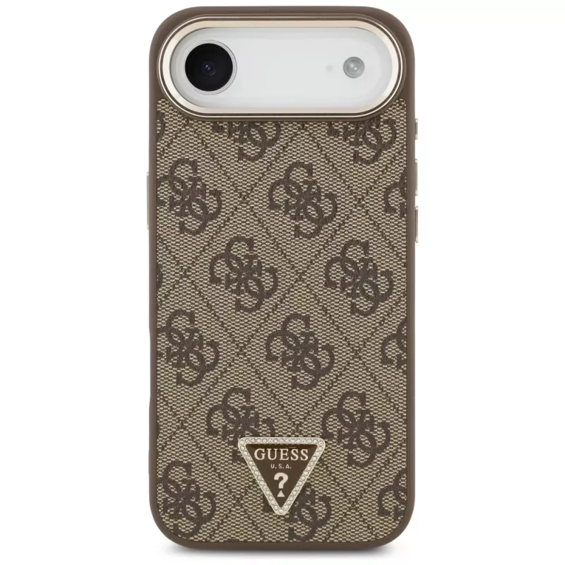 Capa Guess 4G Triangle Logo MagSafe para iPhone Air, Castanho / Dourado