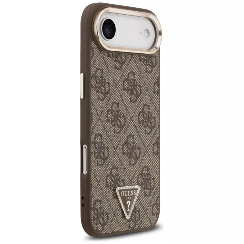 Capa Guess 4G Triangle Logo MagSafe para iPhone Air, Castanho / Dourado