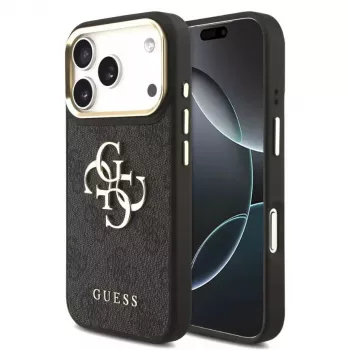Capa Guess 4G Big 4G Classic Logo para iPhone 17 Pro Max (Preto / Dourado)