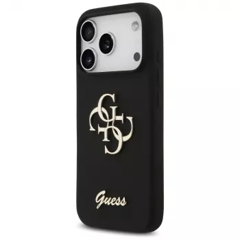 Guess Silicone Big 4G Script Capa para iPhone 17 Pro preto