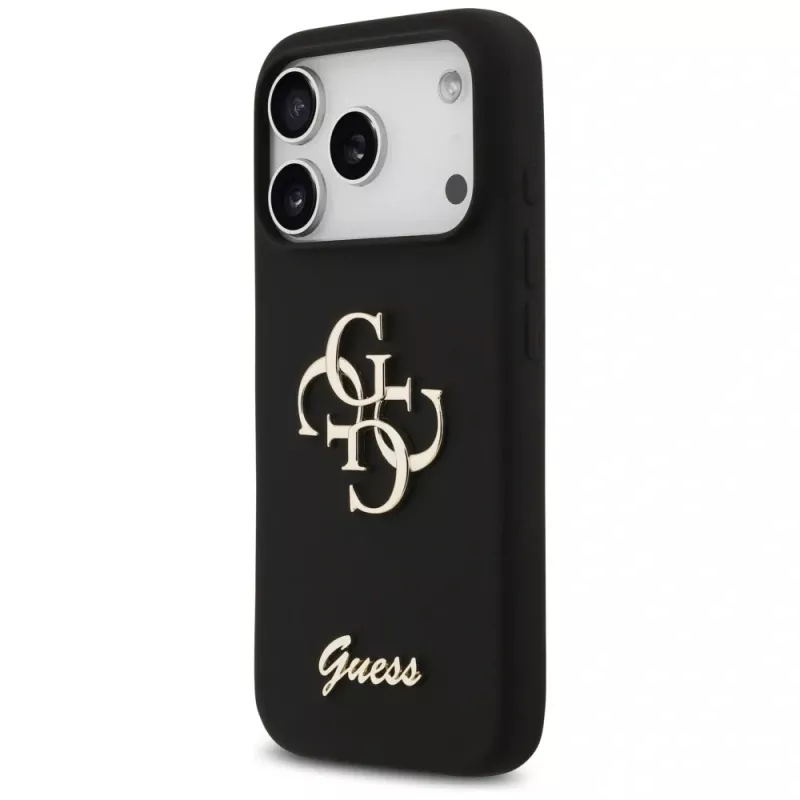 Guess Silicone Big 4G Script Capa para iPhone 17 Pro preto