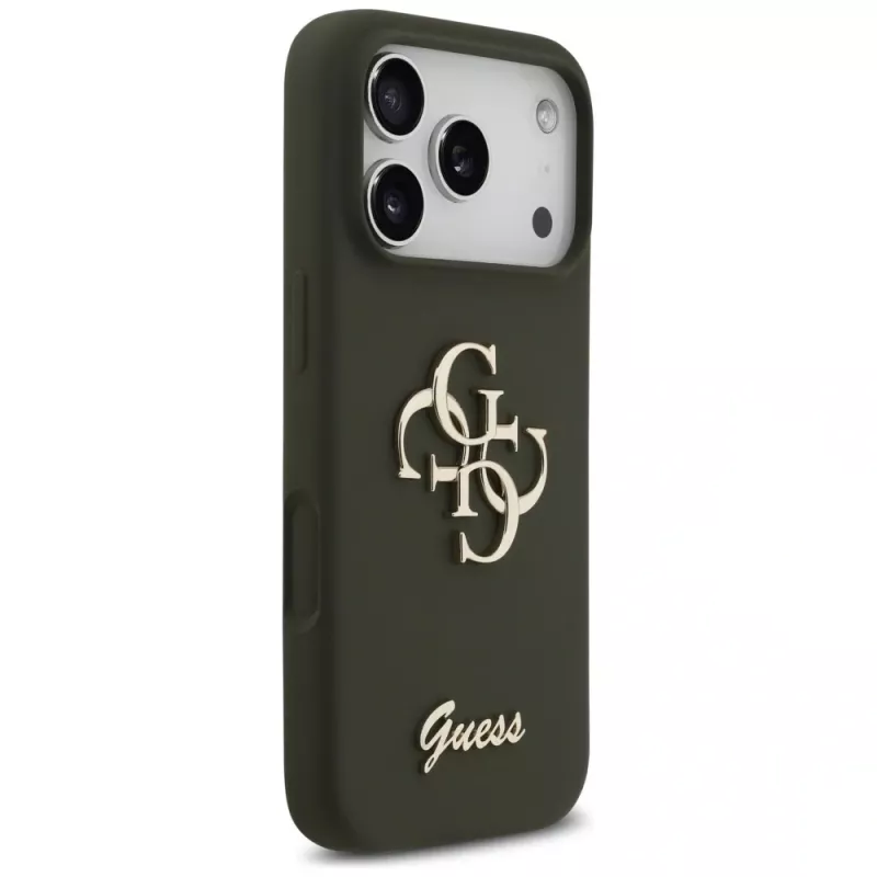Guess Silicone Big 4G Script Capa para iPhone 17 Pro Max caqui
