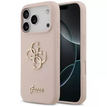 Guess Silicone Big 4G Script Capa traseira para Apple iPhone 17 Pro - rosa