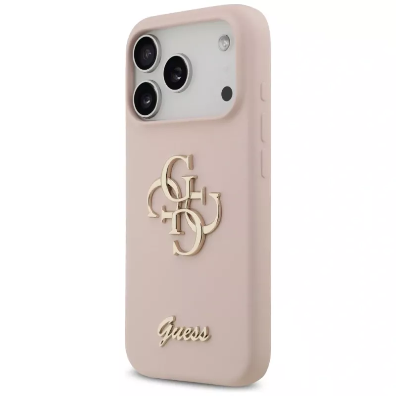 Guess Silicone Big 4G Script Capa traseira para Apple iPhone 17 Pro - rosa