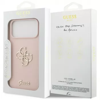 Guess Silicone Big 4G Script Capa para Apple iPhone 17 Pro Max - rosa
