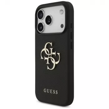 Guess Grained Big 4G & Classic Logo Capa protetora para Apple iPhone 17 Pro, preto