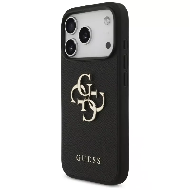 Guess Grained Big 4G & Classic Logo Capa protetora para Apple iPhone 17 Pro, preto