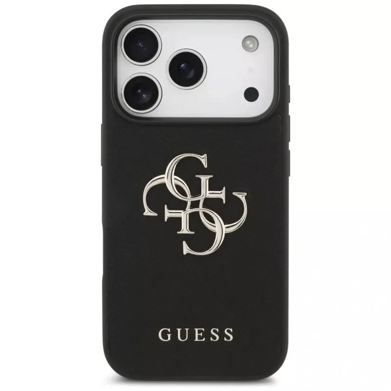 Guess Grained Big 4G & Classic Logo Capa protetora para Apple iPhone 17 Pro, preto