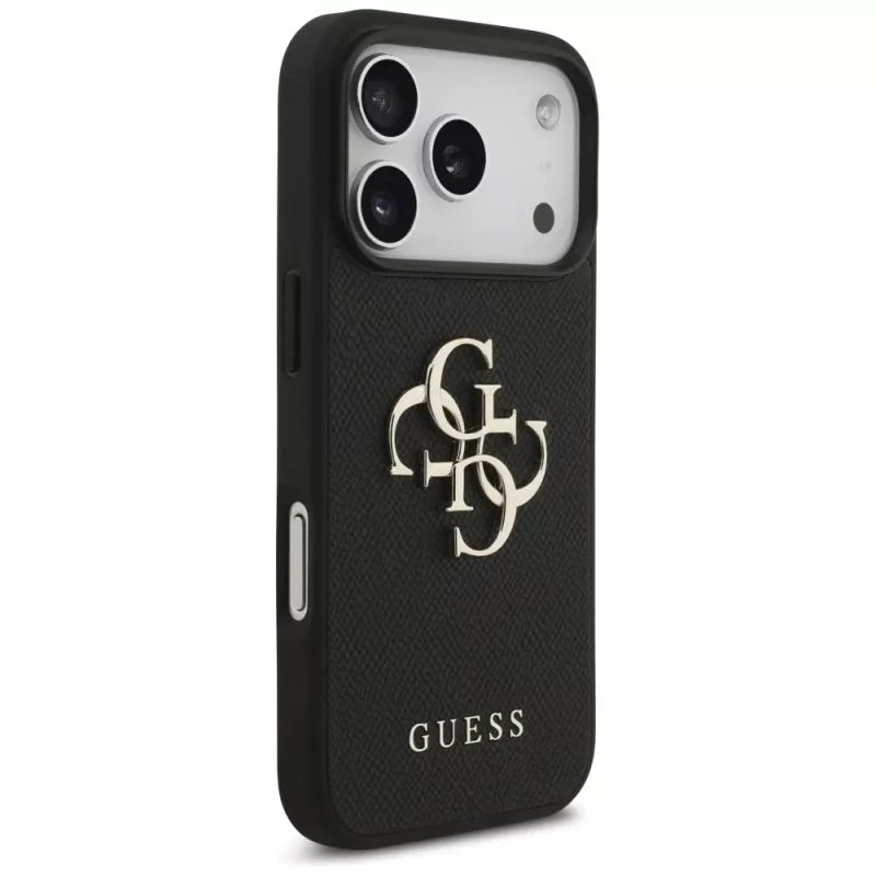 Guess Grained Big 4G & Classic Logo Capa protetora para Apple iPhone 17 Pro, preto