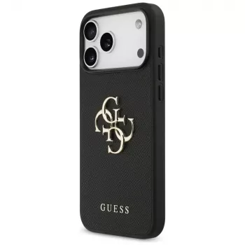 Guess Grained Big 4G & Classic Logo Capa traseira para iPhone 17 Pro Max, preto