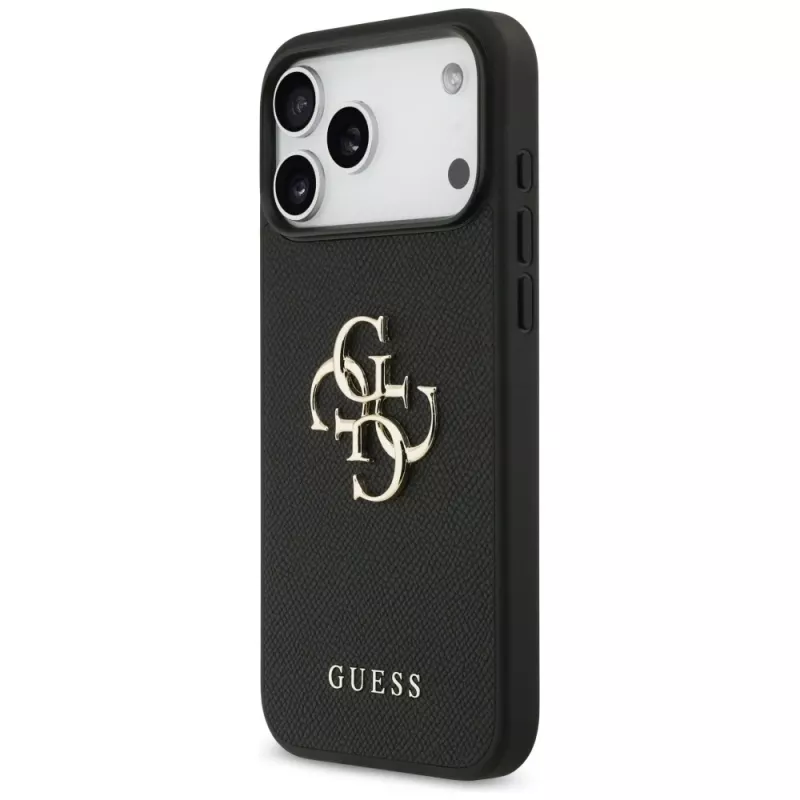 Guess Grained Big 4G & Classic Logo Capa traseira para iPhone 17 Pro Max, preto