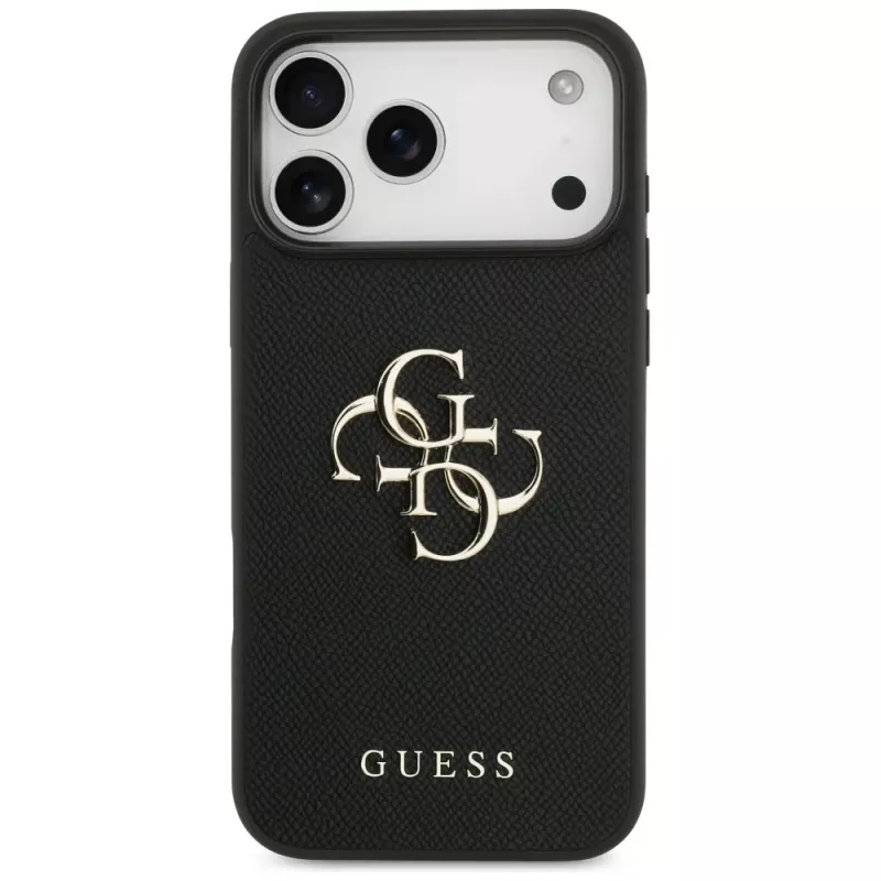 Guess Grained Big 4G & Classic Logo Capa traseira para iPhone 17 Pro Max, preto