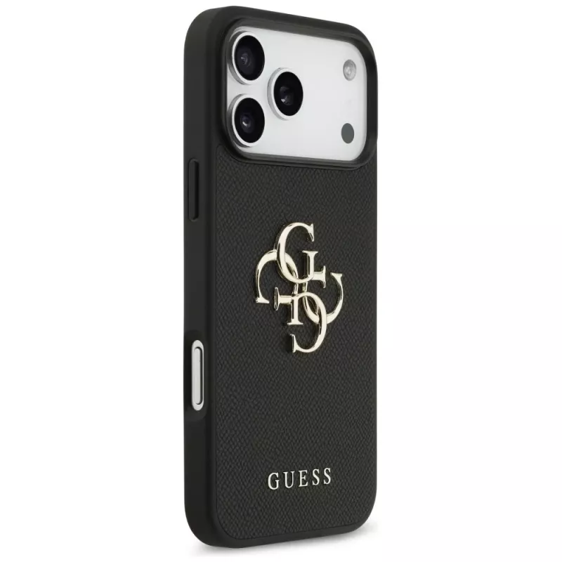 Guess Grained Big 4G & Classic Logo Capa traseira para iPhone 17 Pro Max, preto