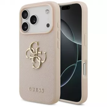 Guess Grained Big 4G & Classic Logo Capa para iPhone 17 Pro rosa