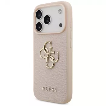 Guess Grained Big 4G & Classic Logo Capa para iPhone 17 Pro rosa