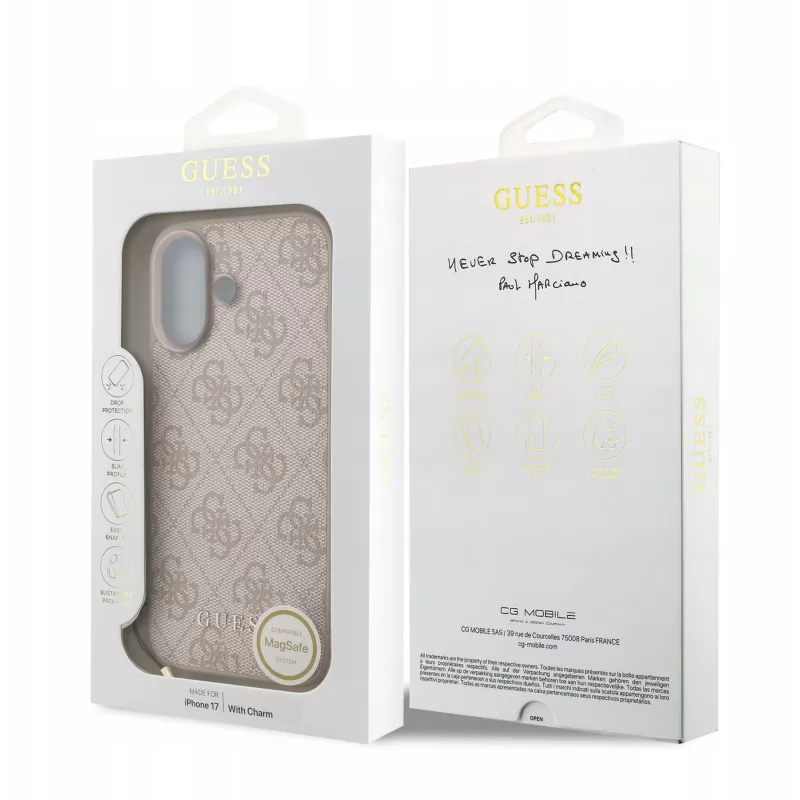 Guess 4G Charms Collection MagSafe Capa para iPhone 17 (rosa)