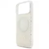 Guess IML Flowers Electro Pearl Strap MagSafe Capa para iPhone 17 Pro Max branco
