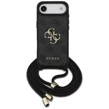 Guess 4G Big Logo Cord Stap Crossbody Capa para iPhone Air, preto