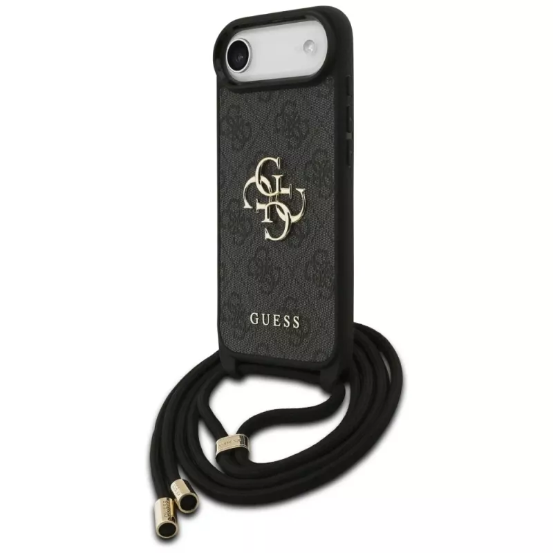 Guess 4G Big Logo Cord Stap Crossbody Capa para iPhone Air, preto