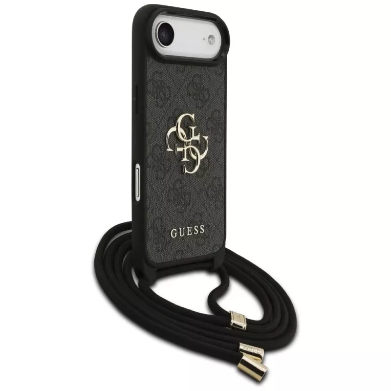 Guess 4G Big Logo Cord Stap Crossbody Capa para iPhone Air, preto