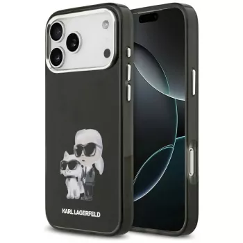 Capa MagSafe Karl Lagerfeld IML Aquarelle Karl & Choupette & Logo para iPhone 17 Pro (preta)